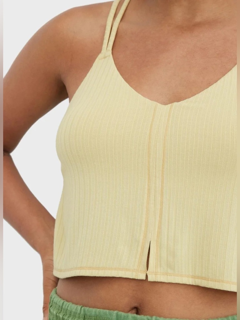 NEW w/Tags Aerie Pale Yellow Ribbed Double-Strap Crop Tank Size Medium - Picture 4 of 7